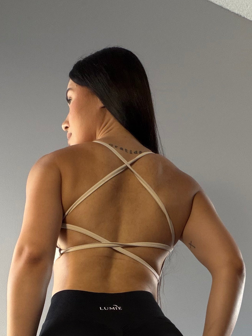 CROSS BACK TOP - BEIGE