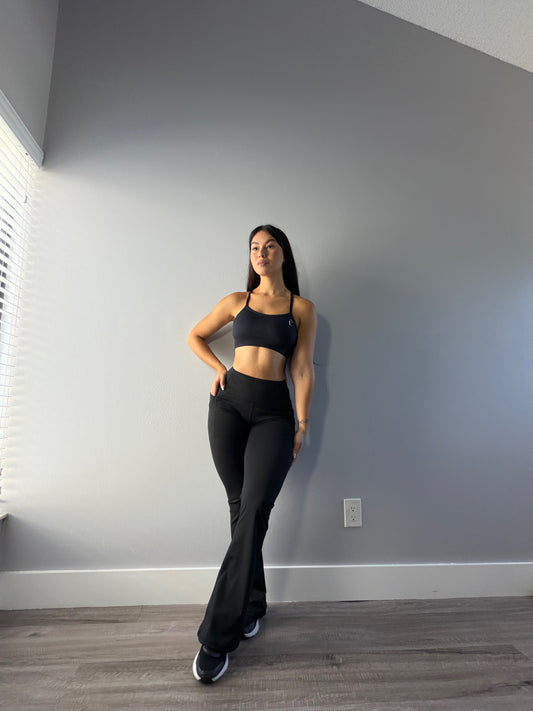 MOTION POCKET FLARE PANTS - BLACK