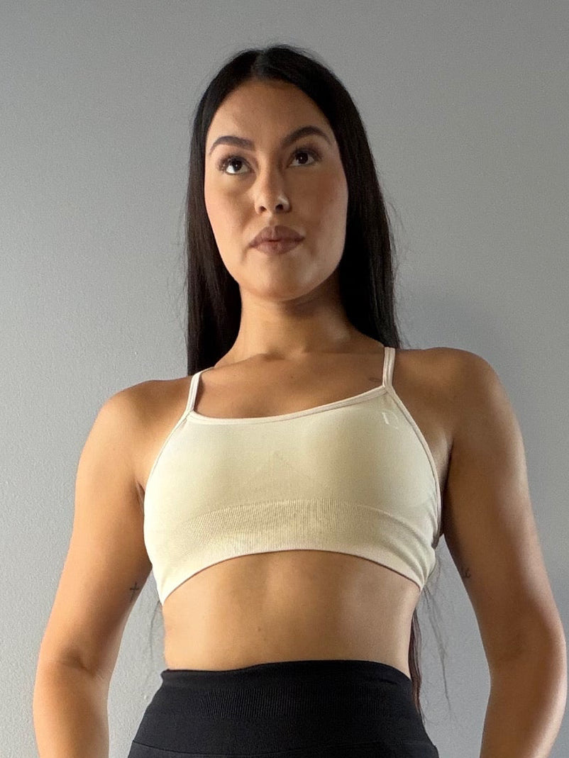 CROSS BACK TOP - BEIGE